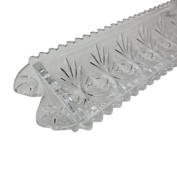 Fifth Ave Dining Serveware, "Portico" 24% Lead Crystal 12in Footed Cracker Tray - Picture 6 of 9
